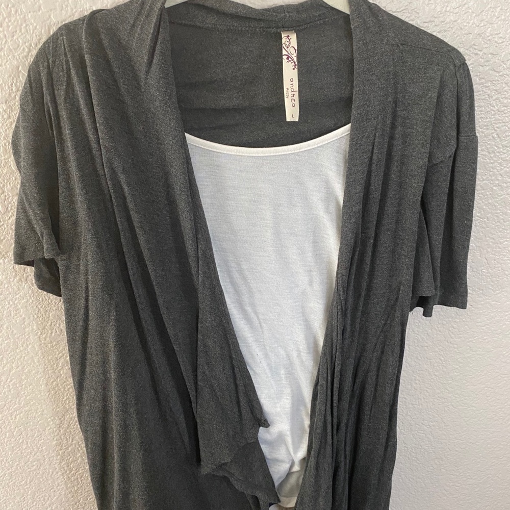 Gray and white attached blouse